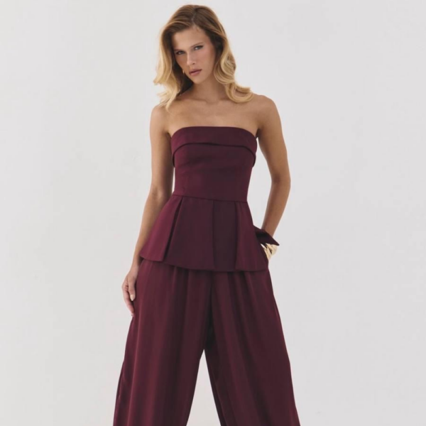 Salwar-Hose Satin Weinrot