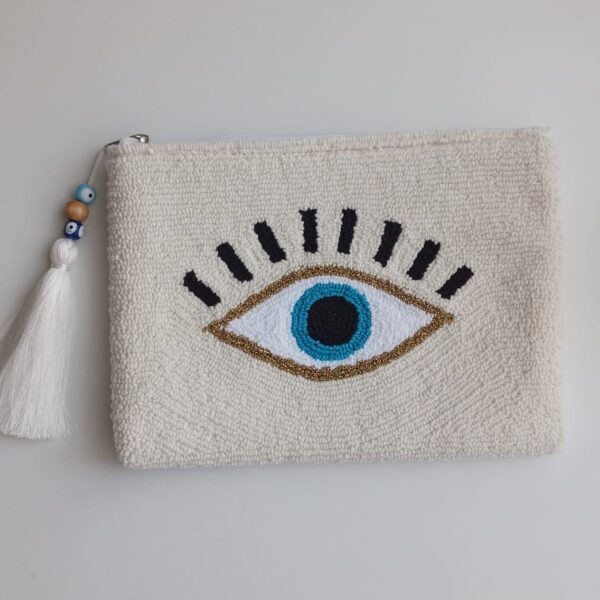 Evil Eye Clutch Tasche Weiss