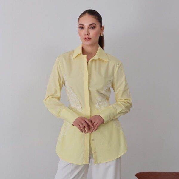 Lace Tie Bluse Gelb