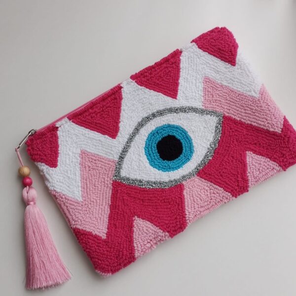 Handgemachte  Clutch mit Evil-Eye Design