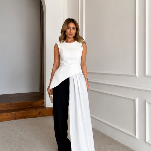 Elegance Schal-Top Weiss