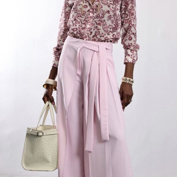 Weite High-Waist-Hose in Rosé