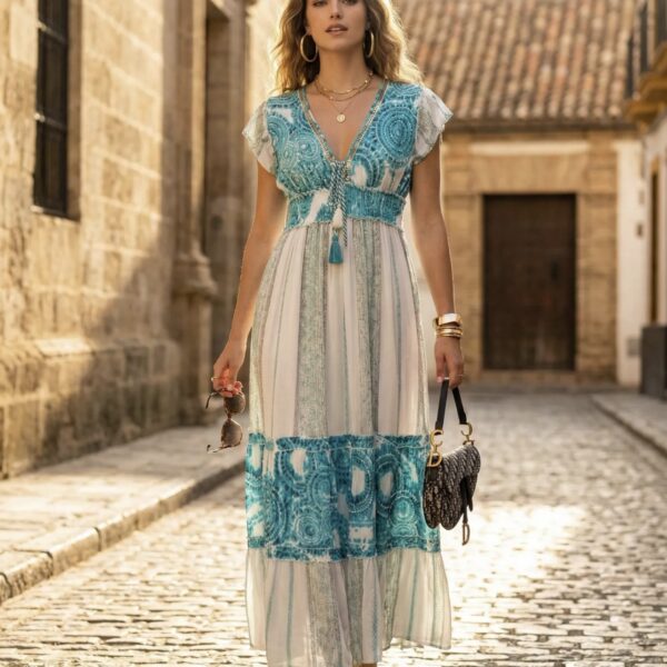 Boho-Maxikleid –Türkis